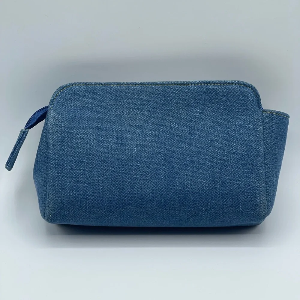 Chanel Denim Jean CC Logo Coco Vanity Makeup Cosmetic Case Pouch Vintage Bag - Picture 3 of 16